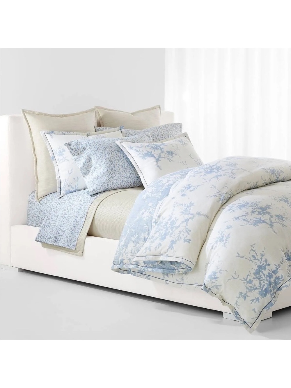 Lauren Ralph Lauren Eva Botanical 3-Pc Full/Queen Comforter Set, Cream/Blue